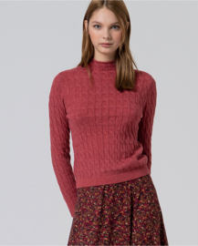 Braided Knit Sweater with Perkins Collar Pink 555LARA231 30