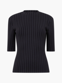 Regina Jersey Shoulder Pad Tee Black-White 76YAM
