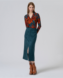 Velvet Elastic Midi Skirt Bottle Green 555LISU625 67