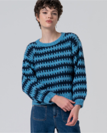 Two-Tone Recycled Knit Sweater Blue 565MARA231