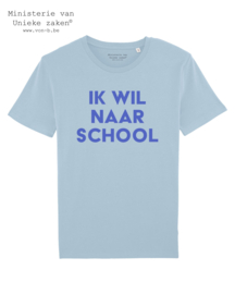 T-Shirt Ik wil naar school Sky Blue