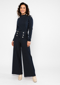High Waist Pants Stereo Rainbow Sailorette Blue