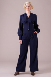 The Miss Fancy Pants Jumpsuit Midnight Crepe Twill