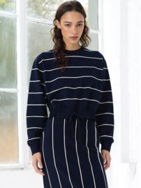 Sunday Sweat Striped Top Navy/Porcelain Stripe