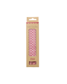 Long Cake Candles with Heart Print Pink