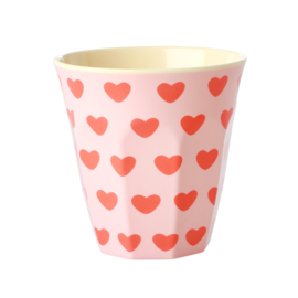 Melamine Medium Cup Soft Pink Sweet Hearts Print