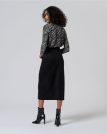 Velvet Elastic Midi Skirt Black 555LISU625 00