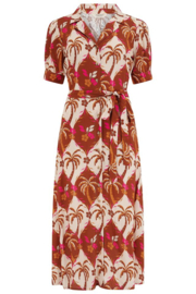 Penelope Midi Shirt Dress Palm Waves