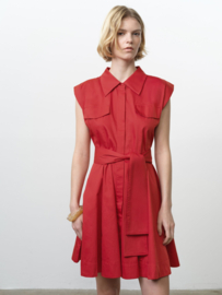 Alexis Cotton Belted Dress Watermelon Red