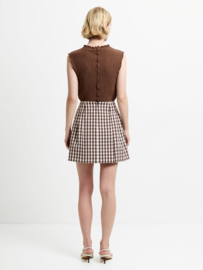 Lexi Suiting Mini Skirt Espresso Brown Check