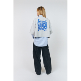 Dan Boxy Sweatshirt 3/4 Light Grey Melange