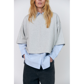 Dan Boxy Sweatshirt 3/4 Light Grey Melange