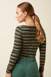 Lily Tee Frostine Stripe Woodbine Green
