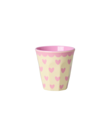 Melamine Small Espresso Cup with Favorite Hearts Print Pink