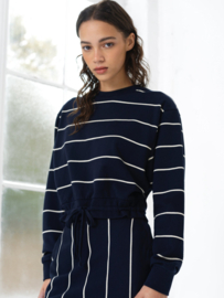 Sunday Sweat Striped Top Navy/Porcelain Stripe