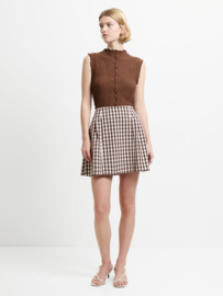 Lexi Suiting Mini Skirt Espresso Brown Check
