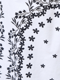 Cambria Cotton Floral Sleeve Tie Up Shirt White/Black