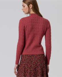Braided Knit Sweater with Perkins Collar Pink 555LARA231 30