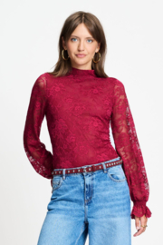 Turtleneck Ruby Lace Burgundy Red