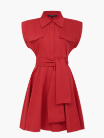 Alexis Cotton Belted Dress Watermelon Red