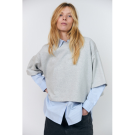 Dan Boxy Sweatshirt 3/4 Light Grey Melange