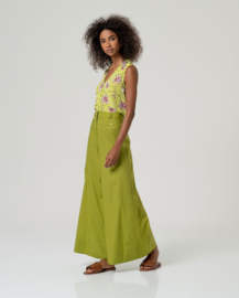 Wide Leg Pants Yoke Green