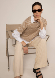 Casual Marine Top Delightful Brown Stripes