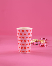 Melamine Tall Cup Soft Pink Sweet Hearts Print