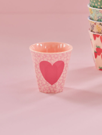 Melamine Medium Cup Pink Heart Print 