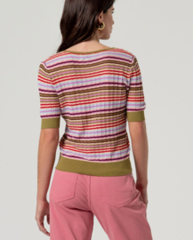 Striped V-Neck Sweater Pink