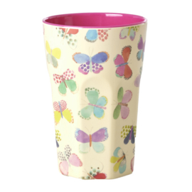 Melamine Tall Cup Cream Butterfly Print