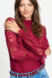 Turtleneck Ruby Lace Burgundy Red