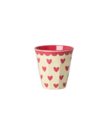 Melamine Small Espresso Cup with Favorite Hearts Print Red