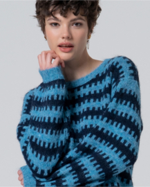 Two-Tone Recycled Knit Sweater Blue 565MARA231