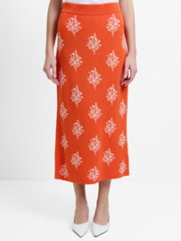 Imelda Ditsy Floral Midi Skirt Paradise Orange/Porcelain