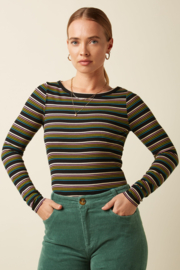 Lily Tee Frostine Stripe Woodbine Green