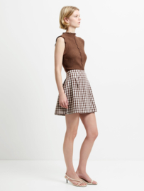 Lexi Suiting Mini Skirt Espresso Brown Check