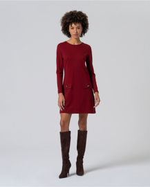 Short Straight Flared Dress English Red 565LISA711