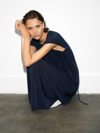 Samira Jersey Gathered Maxi Dress Navy