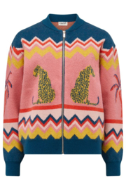Solana Knitted Bomber Leopard and Palms