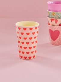 Melamine Tall Cup Soft Pink Sweet Hearts Print