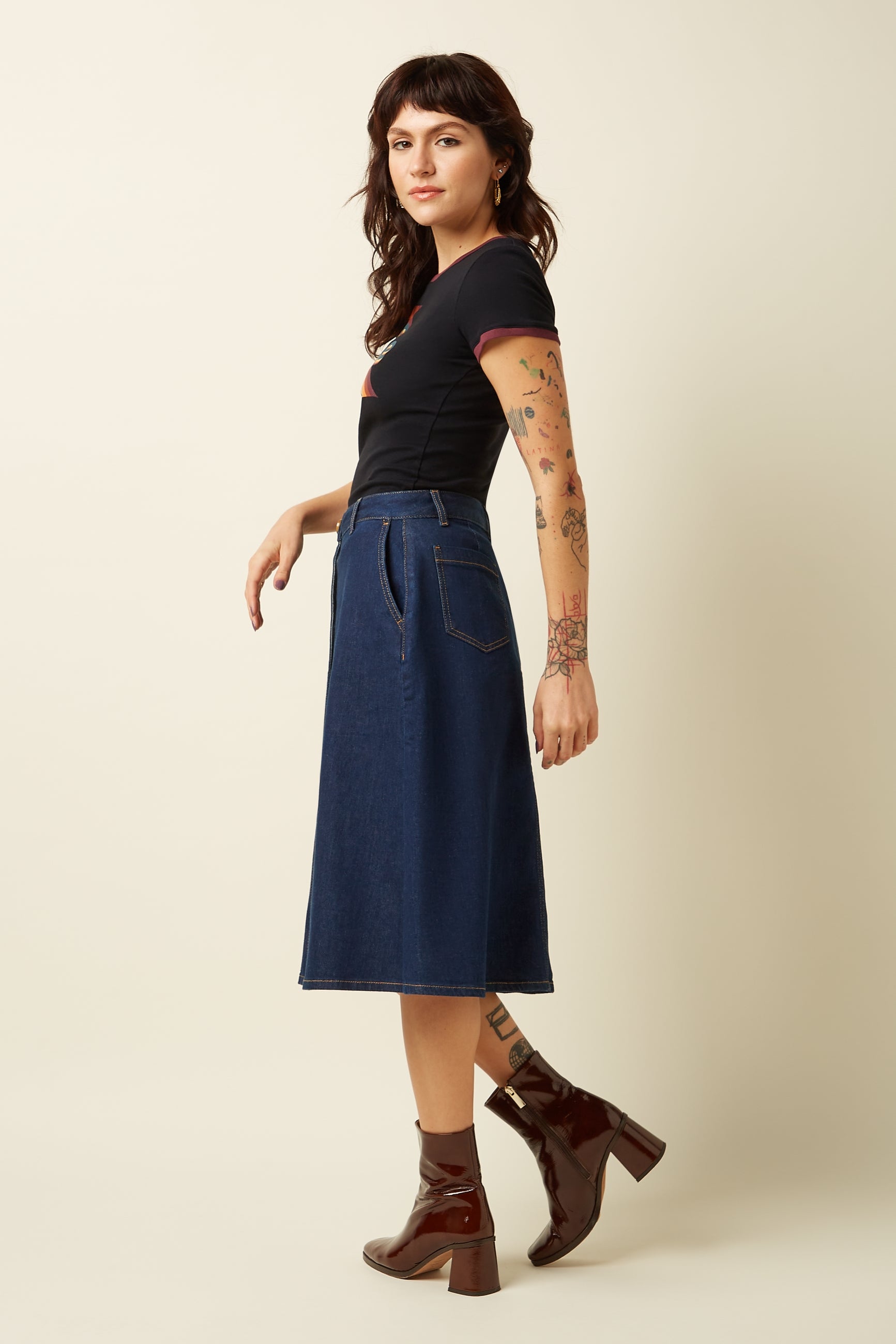 Marie Skirt Onyx Denim