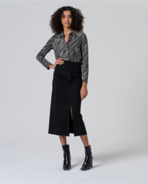 Velvet Elastic Midi Skirt Black 555LISU625 00