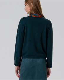 Wide Plain Color Tricot Cardigan Bottle Green