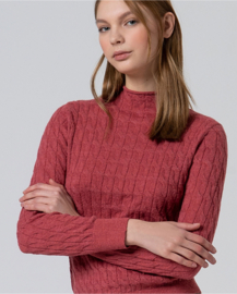 Braided Knit Sweater with Perkins Collar Pink 555LARA231 30