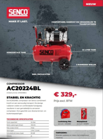 Senco geluidsarme compressor AC20224BL