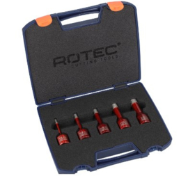 ROTEC 5 delige M14 Diamantboorkronenset, PREMIUM Type 757 (1x ø6, 8, 10, 12 en 14mm)