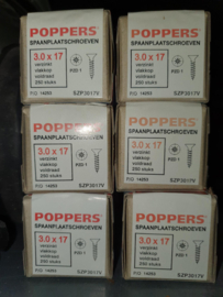 Poppers Spaanplaatschroeven PZD-1 en PZD-2 (pozidrive) OP=OP totaaldeal