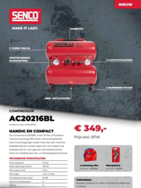 Senco geluidsarme compressor AC20216BL