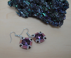 Oorbellen Amethyst met High Quality Crystals (O-46)